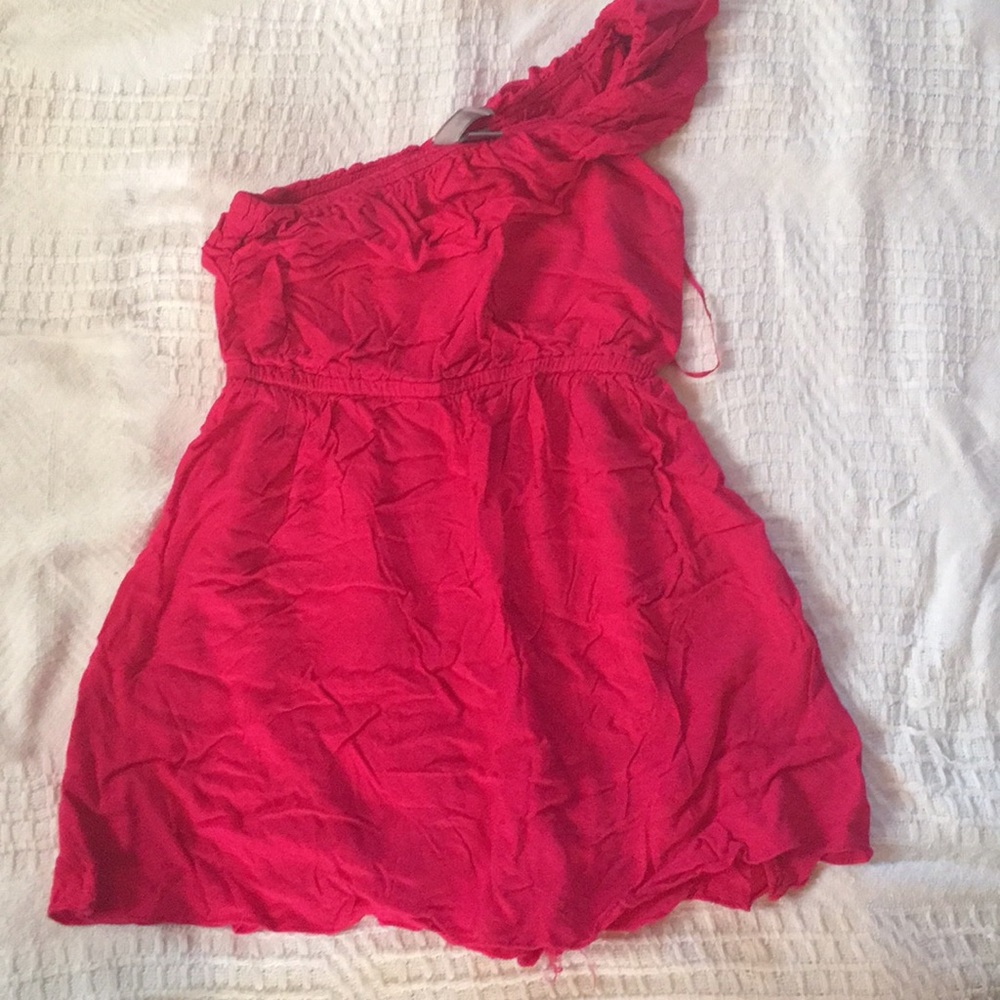 Adorable hot pink ruffled swim cover up or tunic